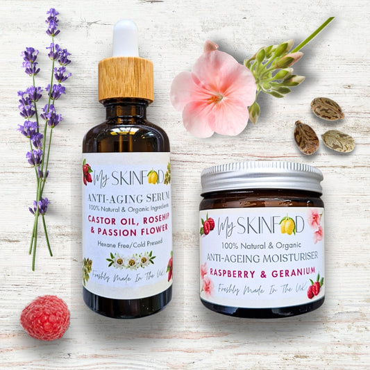 NEW! Castor Oil, Rosehip & Raspberry Anti-Ageing Serum & Moisturiser Set