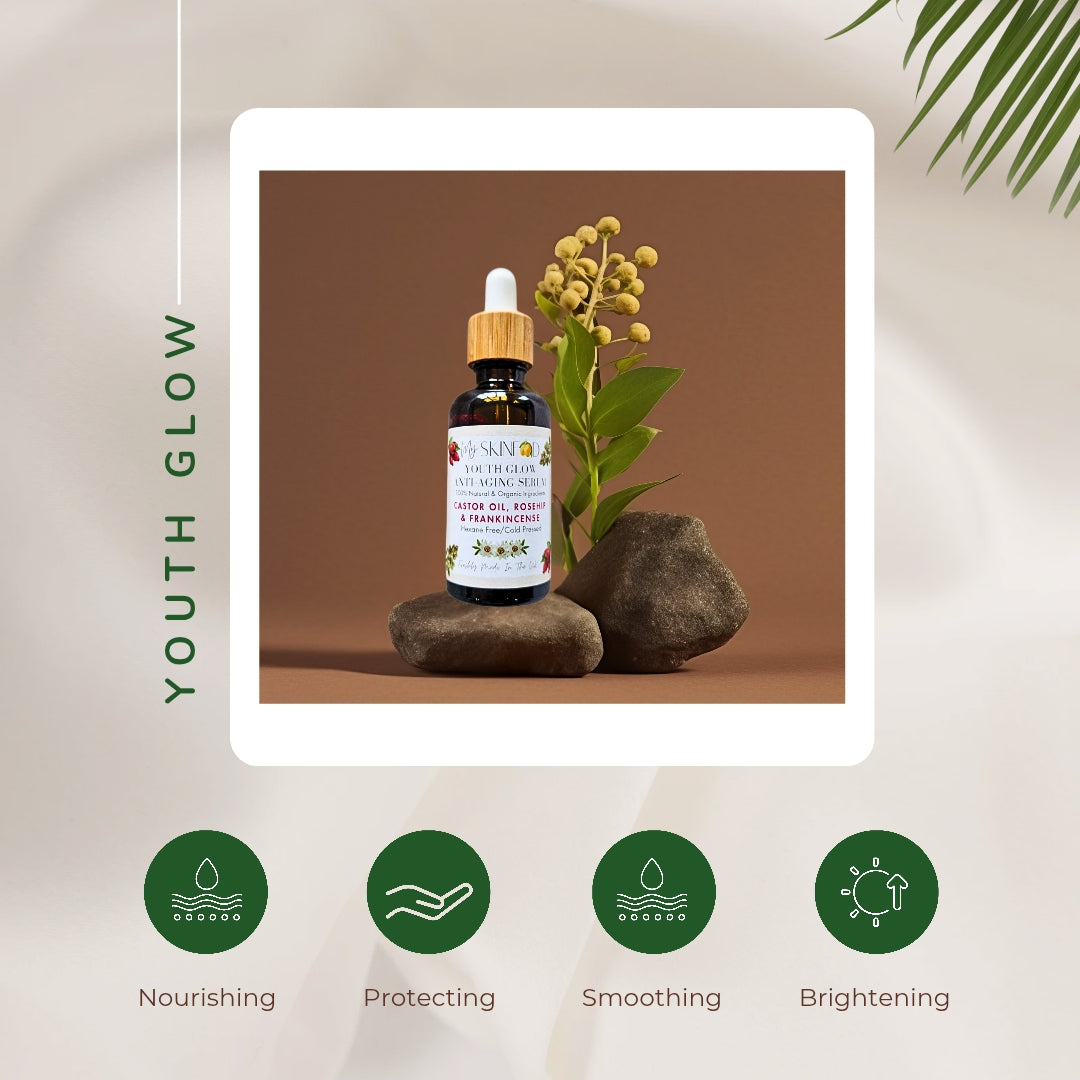 Youth Glow Anti Ageing Serum — Castor, Rosehip & Frankincense (50ml)