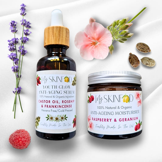 Castor Oil, Rosehip & Frankincense Anti-Ageing Serum & Moisturiser Duo