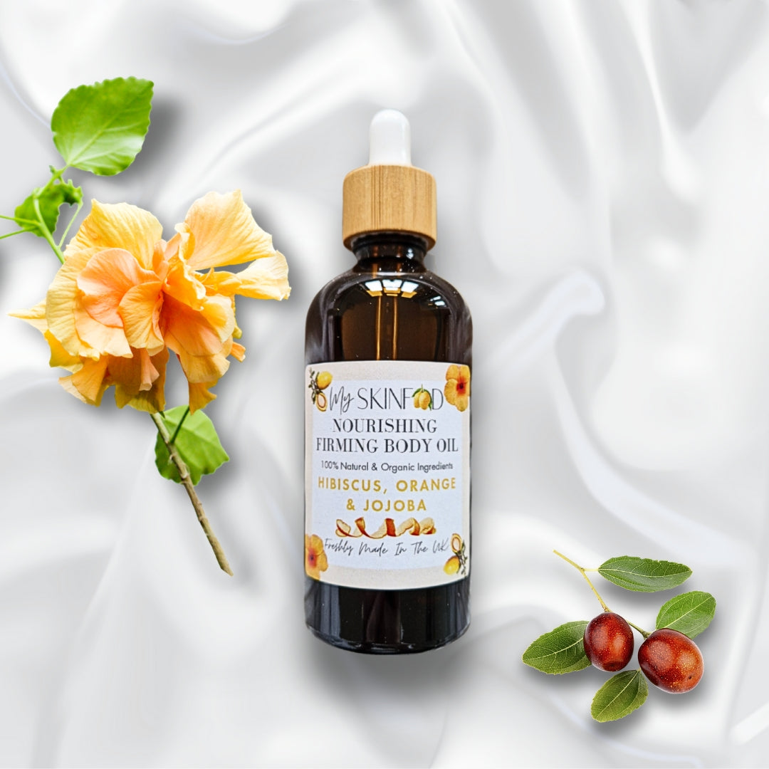 Firming Body Oil — Hibiscus, Jojoba & Orange Vit C Boost Blend (100ml)