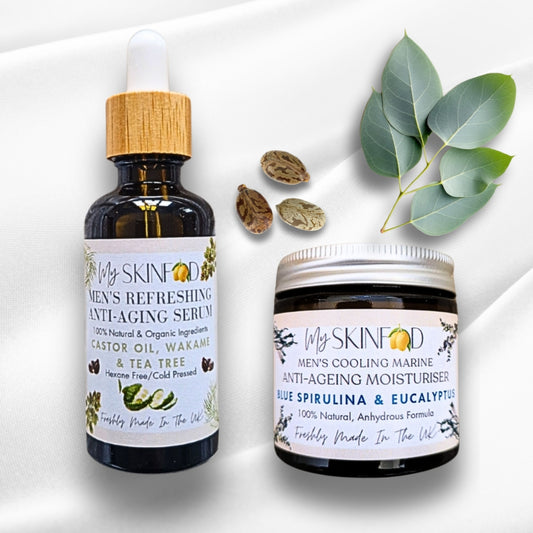 NEW!! Men's Post Shave, Anti-Aging Face Serum & Cooling Moisturiser Set